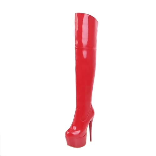 HSyc JRX Lack Plateau Overknee Stiefel mit Stiletto Absatz Pole Dance Stiefel Rot 38.5 HSyc JRX Lack Plateau Overknee Stiefel mit Stiletto Absatz Pole Dance Stiefel Rot 38.5 von HSyc JRX