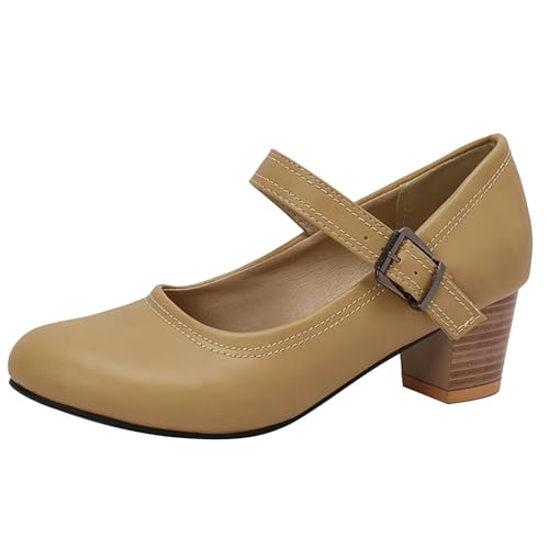 HSyc JRX Mary Jane Pumps mit Kleiner Absatz Blockabsatz High Heels Bequem Schuhe Aprikose 41.5 HSyc JRX Mary Jane Pumps mit Kleiner Absatz Blockabsatz High Heels Bequem Schuhe Aprikose 41.5 von HSyc JRX