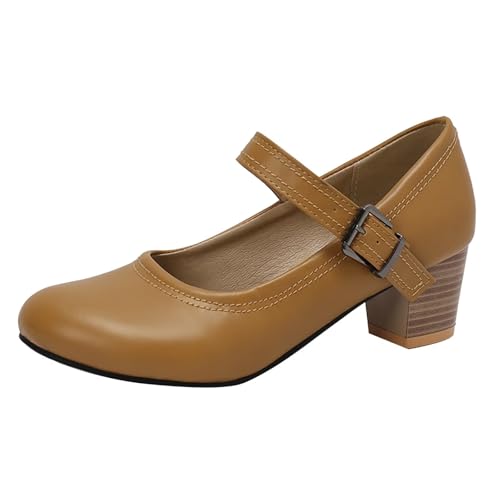 HSyc JRX Mary Jane Pumps mit Kleiner Absatz Blockabsatz High Heels Bequem Schuhe Gelb 41.5 HSyc JRX Mary Jane Pumps mit Kleiner Absatz Blockabsatz High Heels Bequem Schuhe Gelb 41.5 von HSyc JRX