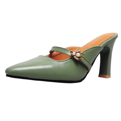 HSyc JRX Pantoletten Sandaletten mit Stiletto High Heels Spitz Zehe Mules Schuhe Grün 42.5 HSyc JRX Pantoletten Sandaletten mit Stiletto High Heels Spitz Zehe Mules Schuhe Grün 42.5 von HSyc JRX