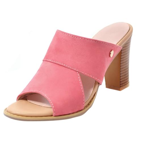 HSyc JRX Sandalen Pantoletten mit Blockabsatz High Heels Sommer Slipper Schuhe Rosa 36.5 HSyc JRX Sandalen Pantoletten mit Blockabsatz High Heels Sommer Slipper Schuhe Rosa 36.5 von HSyc JRX