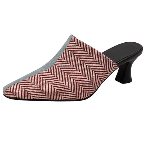 HSyc JRX Stiletto High Heels Pantoletten Slipper mit 5cm Absatz Kleiner Absatz Sandalen Mules Blau 36 von HSyc JRX