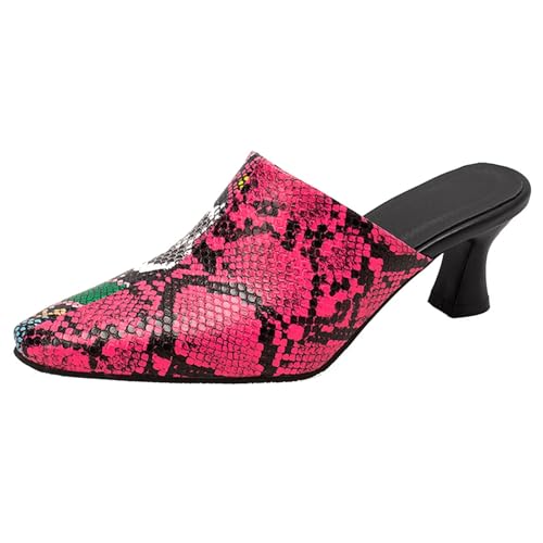 HSyc JRX Stiletto High Heels Pantoletten Slipper mit 5cm Absatz Kleiner Absatz Sandalen Mules Rot 42.5 von HSyc JRX