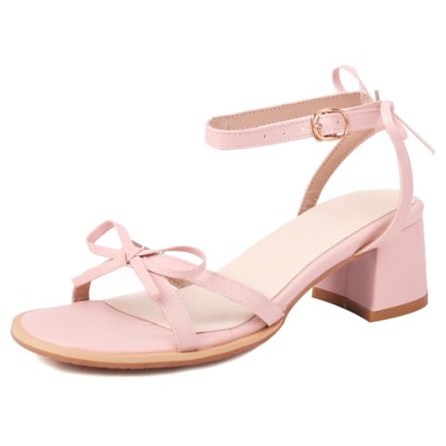 HSyc JRXDamen knöchelriemen Sandalen mit Schleife und Blockabsatz High Heels Sommerschuhe Rosa 41.5 HSyc JRXDamen knöchelriemen Sandalen mit Schleife und Blockabsatz High Heels Sommerschuhe Rosa 41.5 von HSyc JRX