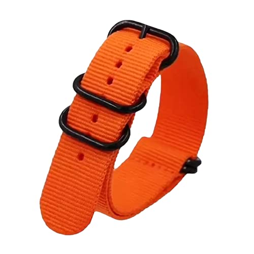 HTFKFW Uhrenarmband, 18/20/22/24mm Männer Ersatz Schwarz Ring Schnalle NATO Military Nylon Leinwand Armband Armband zubehör (Color : Orange_18mm) von HTFKFW