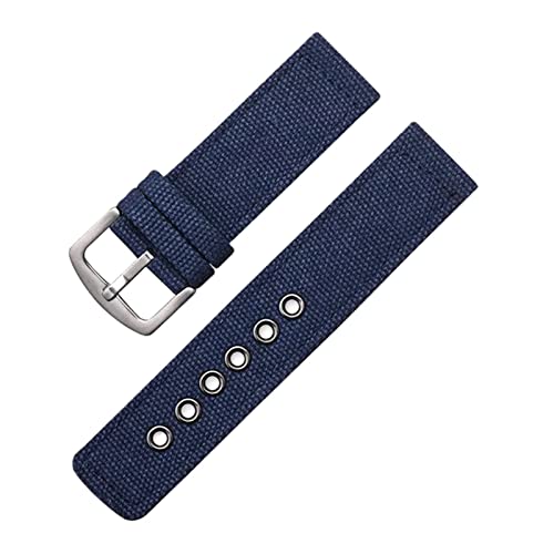 HTFKFW Uhrenarmband, 18/20/22/24mm Männer Frauen Im Freien Sport Camouflage Nylon Leinwand Armband Ersatz Armband Zubehör (Color : Dark Blue_24mm) von HTFKFW