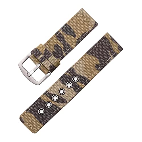 HTFKFW Uhrenarmband, 18/20/22/24mm Männer Frauen Im Freien Sport Camouflage Nylon Leinwand Armband Ersatz Armband Zubehör (Color : Khaki Camo_18mm) von HTFKFW