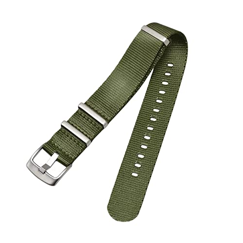 HTFKFW Uhrenarmband, 18/20/22/24mm NATO Militär Sport Glatte Nylon Armband Männer Edelstahl Pin Schnalle Armband zubehör (Color : Army Green_22mm) von HTFKFW