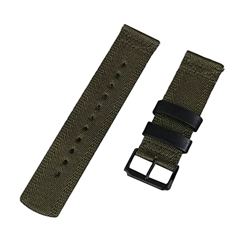 HTFKFW Uhrenarmband, 20/22/24mm Sport wasserdichte Vintage Woven Nylon Uhrenarmband Männer Ersatz Armband Armband for Smart Uhr (Color : Army Green Black Clasp_20mm) von HTFKFW