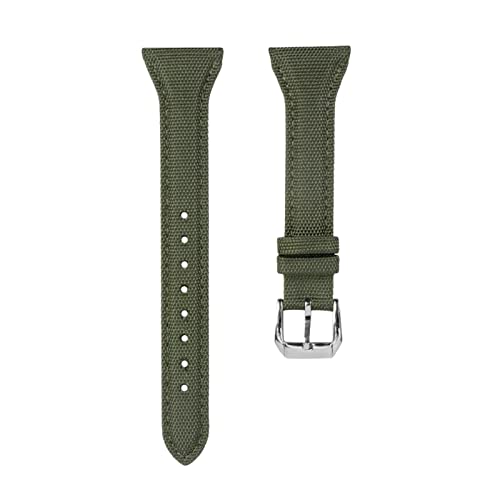 Uhrenarmband, 22mm Echtleder Unterseite Herren Sport Atmungsaktives Nylon Uhrenarmband for Smart Watch Ersatzarmband (Color : Army Green Silver_22mm) von HTFKFW
