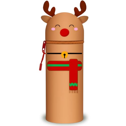 HTGWCG 2-in-1 Weiche Silikontasche - Christmas Kawaii Federmäppchen - mäppchen, Stand Up Federmäppchen, Tier Stifthalter, Stifthalter Bleistifttasche Mädchen Junge Christmas von HTGWCG