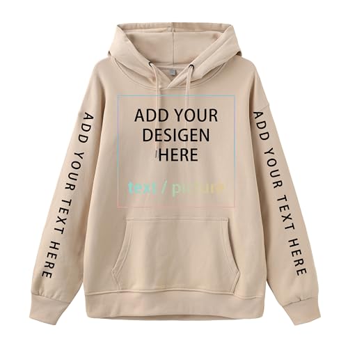 HTHCHENG Personalisierte Hoodie Personalisierte Herren Damen Pullover Maßgeschneiderte Kapuze 2 (braun L/XL) von HTHCHENG