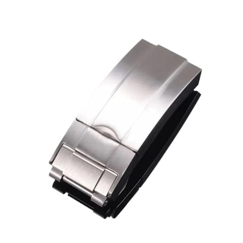 HTHRRFE 16 x 9 mm Edelstahl-Schiebeverschluss for Uhren, kompatibel mit Rolex SUBMARINER GMT Yacht-Master, Feinabstimmung der Zugknopfschnalle(Matte silver) von HTHRRFE
