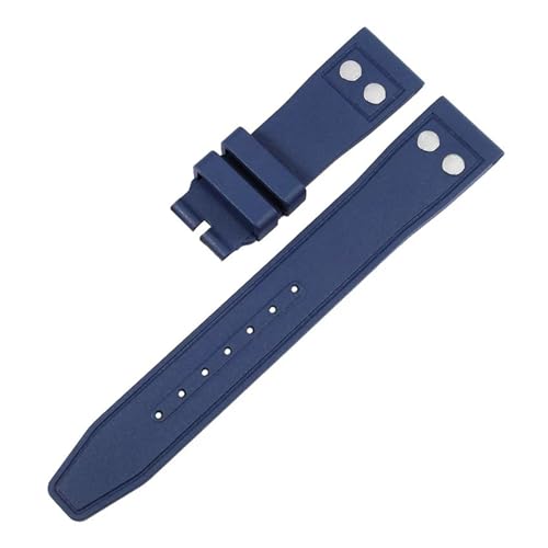 HTHRRFE 20 mm 21 mm 22 mm Naturweiches Fluorkautschuk-FKM-Kautschukarmband, kompatibel mit IWC-Armband Big Pilot Portofino TOP-Uhrenarmband mit Niete(Blue no clasp,22mm) von HTHRRFE
