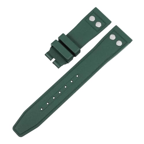 HTHRRFE 20 mm 21 mm 22 mm Naturweiches Fluorkautschuk-FKM-Kautschukarmband, kompatibel mit IWC-Armband Big Pilot Portofino TOP-Uhrenarmband mit Niete(Green no clasp,21mm) von HTHRRFE