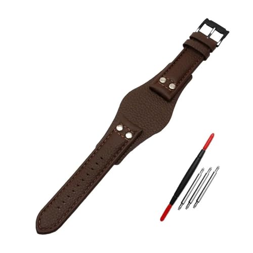 HTHRRFE Armband mit Matte, kompatibel mit Fossil CH2891 CH3051 CH2564 CH2565 Uhrenarmband, handgefertigt, Herren-Lederarmband(Brown black buckle) von HTHRRFE