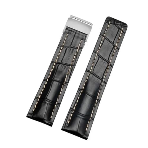 HTHRRFE Kompatibel mit Breitling Lederarmband Super Marine Avenger Super Marine Aviation Timing Herrenarmband Armband Installationswerkzeug 22mm24mm(Black-01,22mmNO Buckle) von HTHRRFE