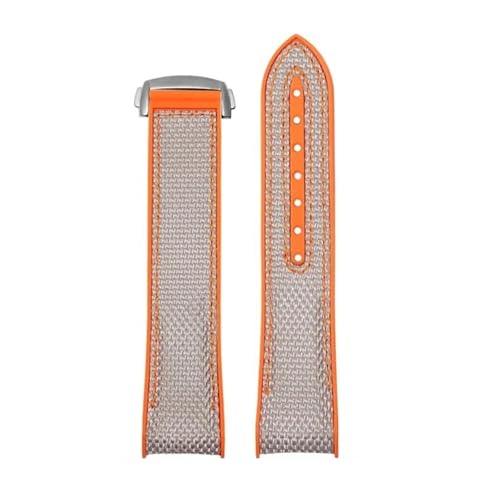 HTHRRFE Kompatibel mit Omega Seamaster 300 Observatory Ocean Universe 600 Quarter Orange 20 mm 21 mm 22 mm Nylon-Silikon-Gummiarmband(Olive Flak,22mm) von HTHRRFE