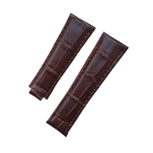 HTHRRFE Kompatibel mit Rolex SUBMARINER Yacht-Master DAYTONA GMT, Krokodilleder-Herrenarmband, Uhrenzubehör, 20 mm(Brown,20MM_SILVER BUCKLE) von HTHRRFE