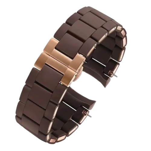 HTHRRFE Stahl- und Silikonarmband, kompatibel mit Armani-Uhren AR5890, AR5889, AR5858, AR5920, AR5868, AR8023, 5905, Uhrenarmbänder for Herren und Damen, 23 mm(Brown rose,20mm) von HTHRRFE