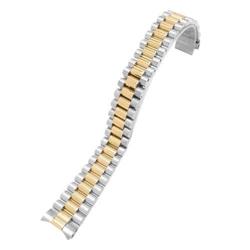 HTHRRFE Uhrenarmband 13 mm 17 mm 20 mm 21 mm Sport Kompatibel mit Rolex DATEJUST DAY-DATE OYSTERPERTUAL DATE Herren- und Damen-Stahlarmband(Silver gold-3,21mm) von HTHRRFE