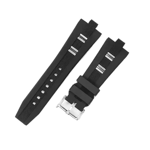 HTHRRFE Uhrenzubehör Gummi-Silikon-Armband passend for DIAGONO schwarzes konvexes Mundstück 26 x 9 mm von HTHRRFE
