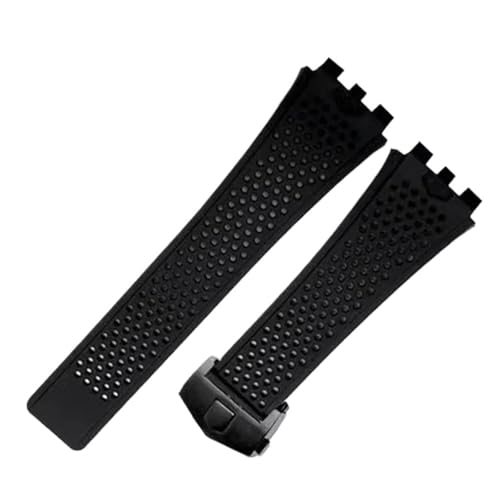 HTHRRFE Weiches Silikon-Uhrenarmband, geeignet for Uhrenarmbänder der TAG HEUER Carrera-Serie for Herren-Uhrenarmbänder mit konkaver und konvexer Schnittstelle(Black-black) von HTHRRFE