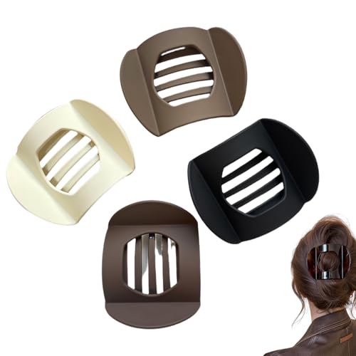 Benglatt Haarspange, Entenschnabel Haarspangen Damen Klein, Matt Gebogen Haarspange Flach Damen, Flache Haarkrallen Mit Sicherem Halt Und Inneren Zähnen Für Dickes/Dünnes Haar (4PCS-B) von HTIKH