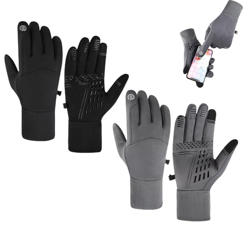 Frostfit Thermo Handschuhe, Thermo Handschuhe Herren Frostfit, Frostfit - Thermo Handschuhe Perfekt Für Jedes Abenteuer (Black+Grey,M) von HTIKH