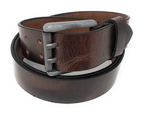 Herren Ledergürtel aus echtem Leder I Gürtel für Männer und Damen I 4 CM breit (Braun, 155 cm) von HTM