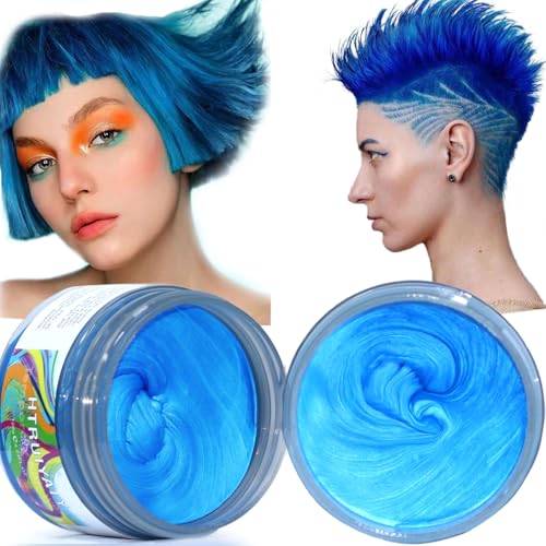 2pcs Blau Haarfarbe Wachs Temporäre Farbe auswaschbar Haarfarbe Ton Für Halloween Cosplay Haar Modellierwachs Natürliche Haarfärbemittel Wachs von HTRUIYATY