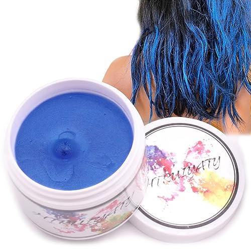 Blau Temporäre Haarfarbe Farbstoff Non-permanent DIY Haarfarbe Wachs Schlamm Washable Farbiges Haarfarbe Creme Für Party Cosplay Halloween von HTRUIYATY