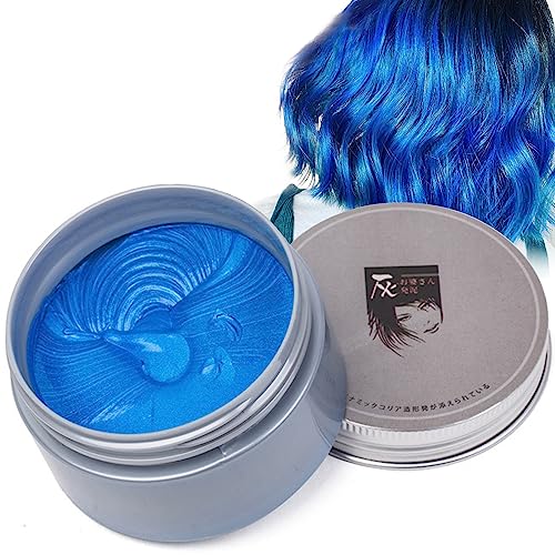 Temporäre Haarfarbe Farbstoff Non-permanent DIY Haarfarbe Wachs Schlamm Washable Farbiges Haarfarbe Creme Für Party Cosplay Halloween (Blau) von HTRUIYATY