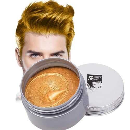 Temporäre Haarfarbe Farbstoff Non-permanent DIY Haarfarbe Wachs Schlamm Washable Farbiges Haarfarbe Creme Für Party Cosplay Halloween (gold) von HTRUIYATY