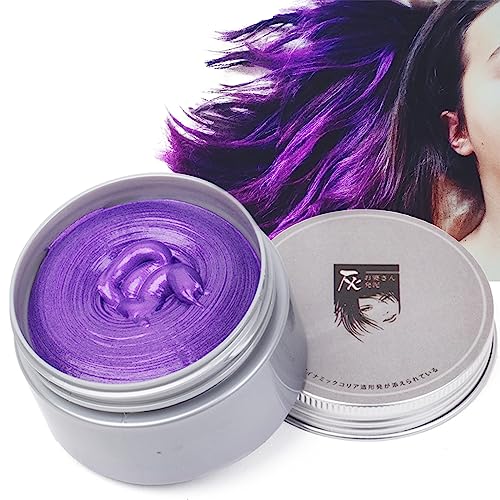 Temporäre Haarfarbe Farbstoff Non-permanent DIY Haarfarbe Wachs Schlamm Washable Farbiges Haarfarbe Creme Für Party Cosplay Halloween (lila) von HTRUIYATY