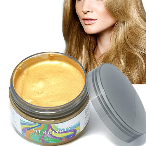 Gold Temporäre Haarfarbe Wachs Auswaschbar Frisuren Haarfarbe Bunt Für Männer Frauen Halloween Cosplay Haarwachs von HTRUIYATY