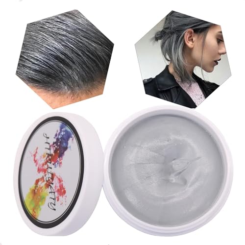 Grau Temporäre Haarfarbe Farbstoff Non-permanent DIY Haarfarbe Wachs Schlamm Washable Farbiges Haarfarbe Creme Für Party Cosplay Halloween von HTRUIYATY