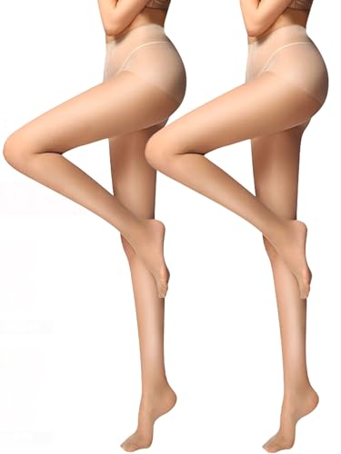 HTRUIYATY 2 Paar Strumpfhosen Damen Transparent Matt Feinstrumpfhose Reißfest Strumpfhose 0D Große Größen von HTRUIYATY