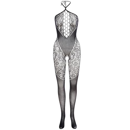 HTRUIYATY Damen Bodystocking für Dessous Netz Fishnet Bodysuit Catsuit Reizwäsche Body Stocking Strumpfhosen von HTRUIYATY