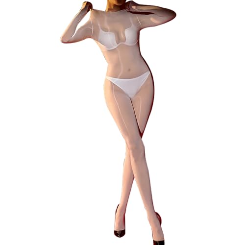 HTRUIYATY Damen Bodystocking GläNzend Strumpfhose 8D Nylon Lange Ärmel GanzköRper Strumpfhosen von HTRUIYATY