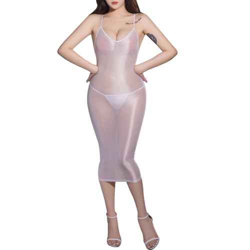 HTRUIYATY Damen Bodystocking GläNzend Strumpfhose Nylon Bodystocking GanzköRper Bodysuit Backless Sleepwear von HTRUIYATY