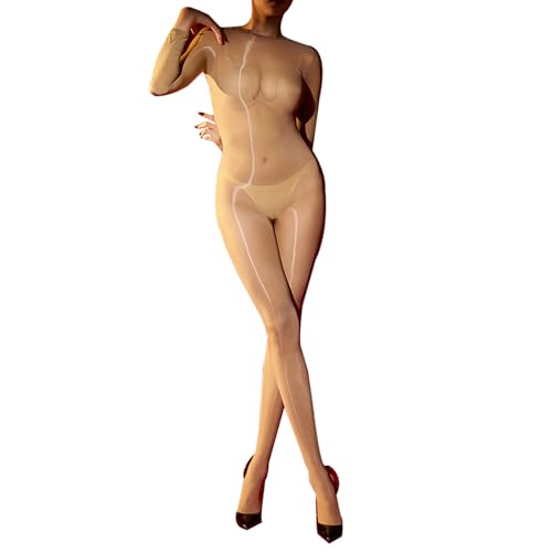 HTRUIYATY Damen Bodystocking GläNzend Strumpfhose 8D Nylon Lange Ärmel GanzköRper Strumpfhosen von HTRUIYATY