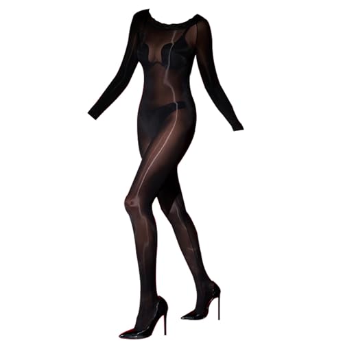 HTRUIYATY Damen Bodystocking GläNzend Strumpfhose 8D Nylon Lange Ärmel GanzköRper Strumpfhosen von HTRUIYATY