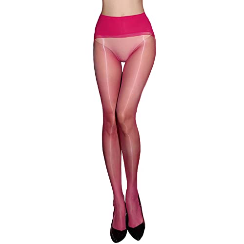 HTRUIYATY Damen Glänzende Strumpfhose 3 Denier Shiny Sexy Modisch Damen Nahtlose Strumpfhosen Rosa von HTRUIYATY