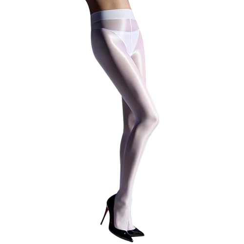 HTRUIYATY Damen Glänzende Strumpfhose Sexy Seidenglatt Feinstrumpfhose 8 Den Transparent Reißfest Öl Glanz Strumpfhosen von HTRUIYATY