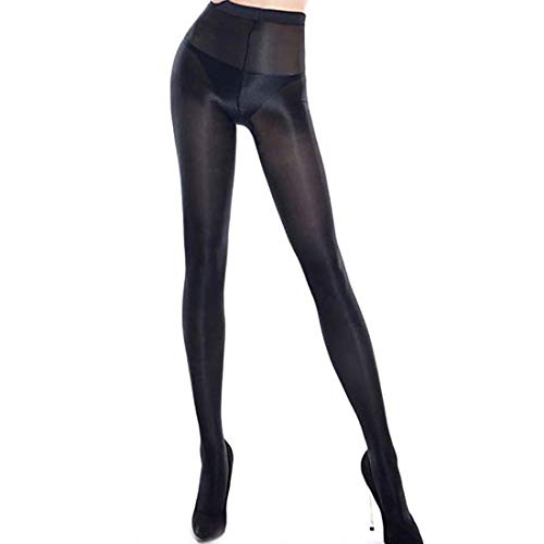 HTRUIYATY Damen Glossy Glänzende Tanzstrumpfhose, 70D Hohe Elastizität Fiber Strumpfhosen für Damen Footed Hohe Taille Strumpfhose Tights Schwarz von HTRUIYATY