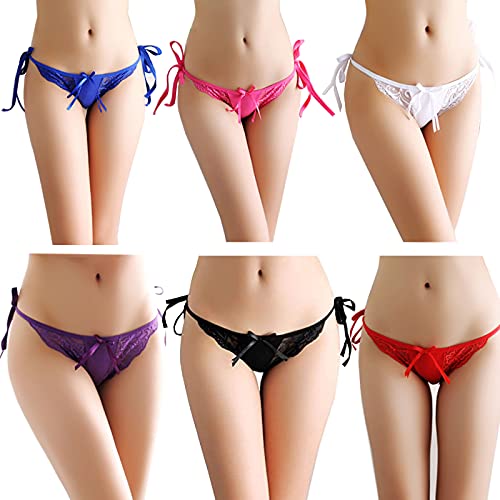 HTRUIYATY Damen String Verstellbarer Tanga zum Binden Nahtloser Tanga V-String Höschen Hohle Höschen aus Spitze-Mehrfarbig von HTRUIYATY