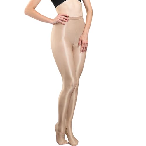 HTRUIYATY Damen Tanzstrumpfhose Glänzende Strumpfhosen Öl Seide Reißfest Strumpfhosen blickdicht Shaping Tanz für Frauen 70D von HTRUIYATY