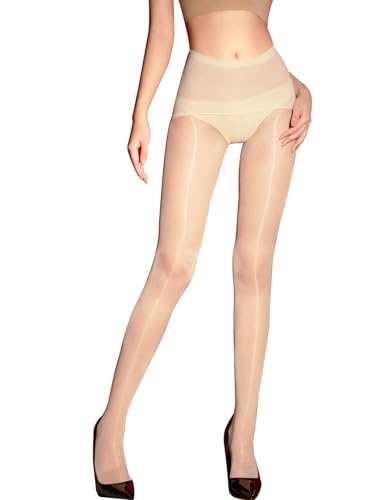 HTRUIYATY Strumpfhosen Glänzende Nahtlose Damen Transparent Strumpfhose Pantyhose für Frauen Super Hohe Taille Feinstrumpfhosen 15 Denier von HTRUIYATY