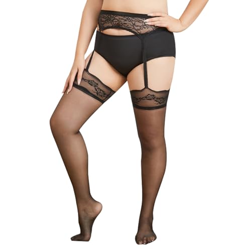 HTRUIYATY Halterlose Strümpfe Damen Sexy Transparent Strapsstrümpfe mit Spitze Strumpfhosen von HTRUIYATY